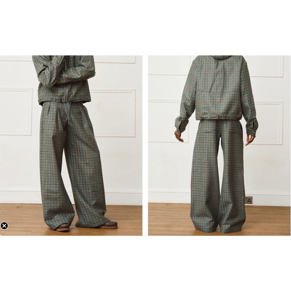 K&R London Jamie Jacket & Parker Trouser Set Unisex XL British Cedar Wool Plaid